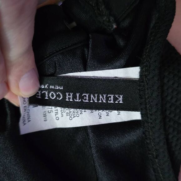 Kenneth Cole Women's Size Medium Black Textured Buckle Halter Bikini Top - Picture 3 of 7